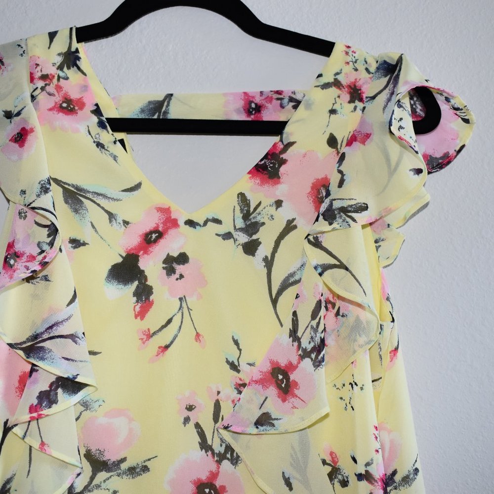 A. BYER FLORAL YELLOW BLOUSE SZ S - Picture 4 of 8